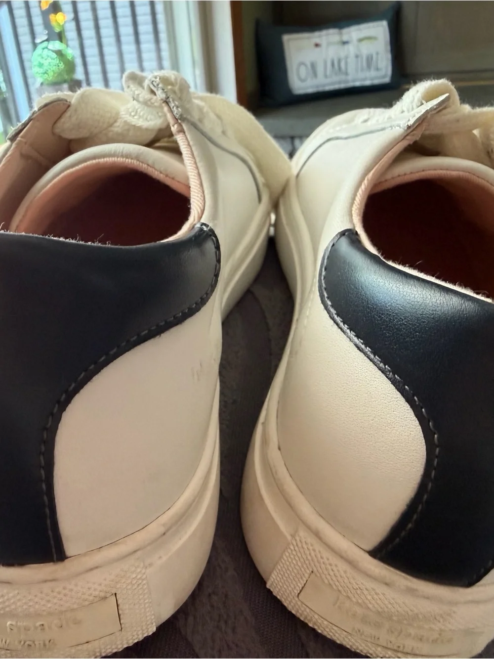 kate spade Cream Leather Low-Top Sneakers with Gold Logo